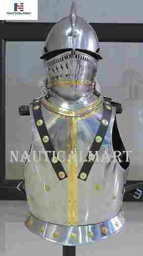 Nauticalmart Plate Armour Breastplate Bergonet Helmet Suit Costume Medieval Breastplate