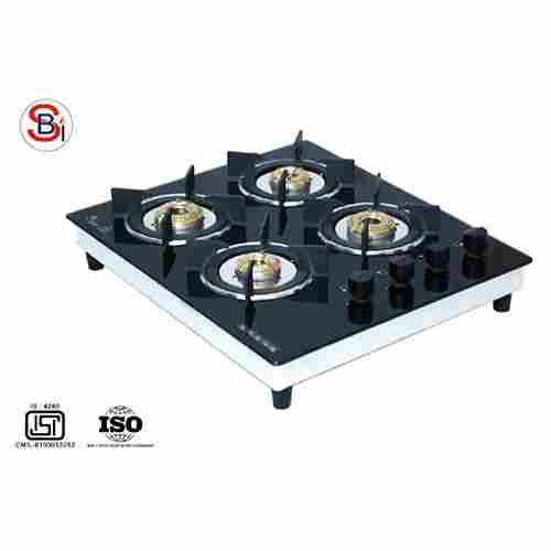 SS Four Burner Gas Stove With Glass Top