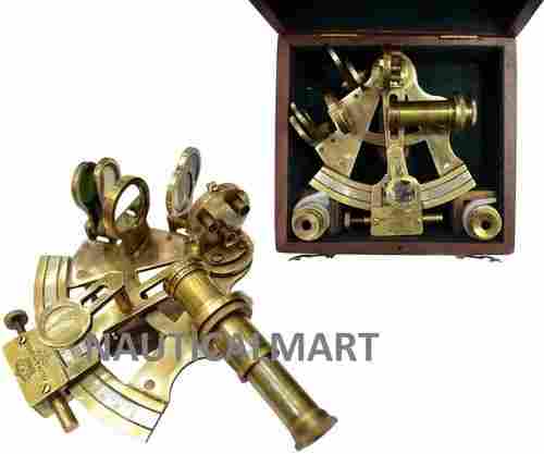NauticalMart Brass Sextant in Gift Box with Two Telescopes - Kelvin & Hughes