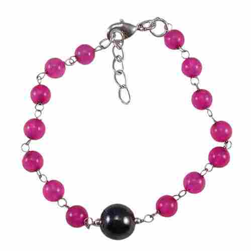 Pink Quartz & Hematite Gemstone Beads Bracelet PG-131591