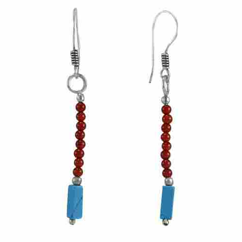 Turquoise & Jasper Silver Earring PG-156373