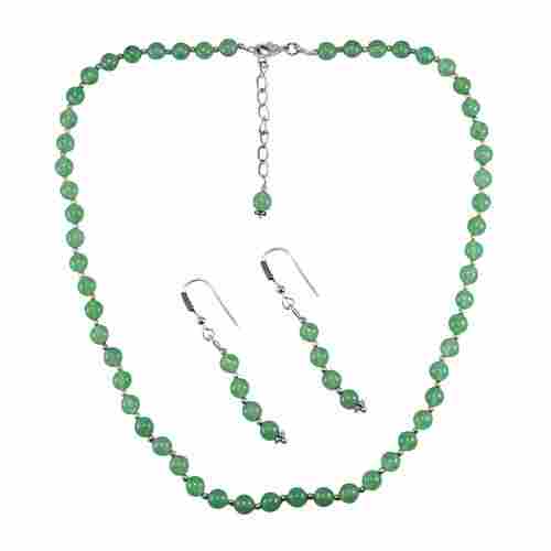 Sea Green Quartz Silver Necklace Set PG-156659