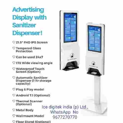 21.5" floor stand advertising digital signage kiosk electric automatic hand sanitizer Dispenser