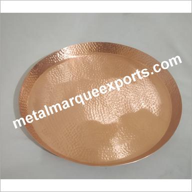 Metal Copper Hammered Round Bar Tray