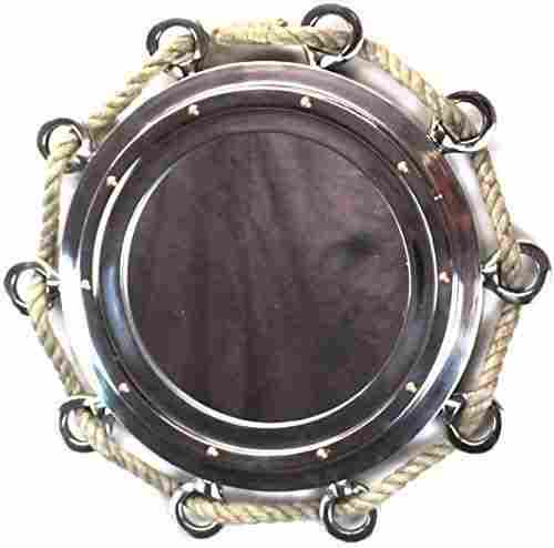 NM090712 Big Silver Finish Porthole Mirror with Rope Nautical Ships Boat Decor