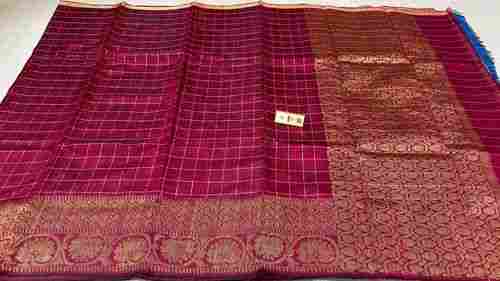 Pure Dupion Raw Silk Handloom Hand Border Saree , All Over Jari Weaving