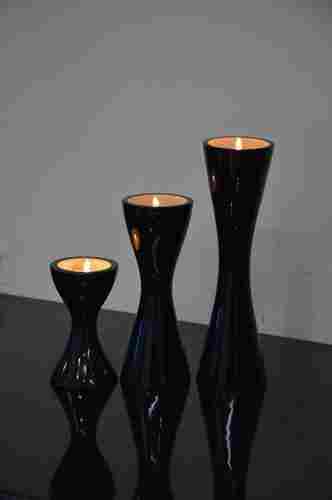 Handcrafted Wooden Tea Light Candle Stand Holder, Blue (Set of 3)