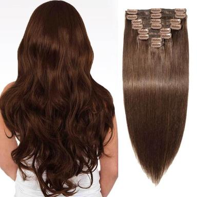 Clip-In Brown Clip On Human Hair Extensions