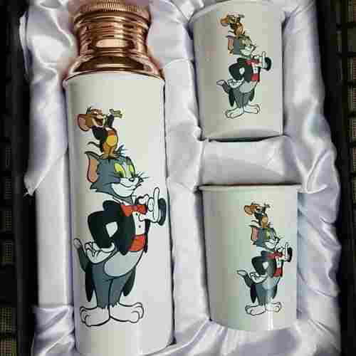 Tom & Jerry cartoon meena printed Copper bottles and glass set