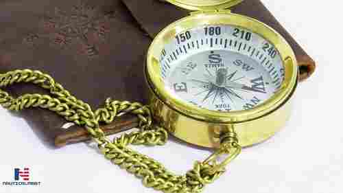 Mini Pocket Compass On Chain W/leather Carry Case Pocket Compass Nautical Marines Navy