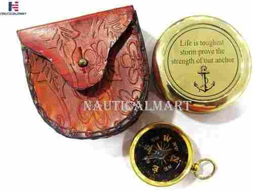 Nauticalmart Brass Compass Is A Tougher Storm Show The Strength Of Your Anchor Engraved With Gift Mini Compass Combo