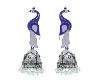 Multi Colour Designer Meenakari Jhumka Oxidised Earrings