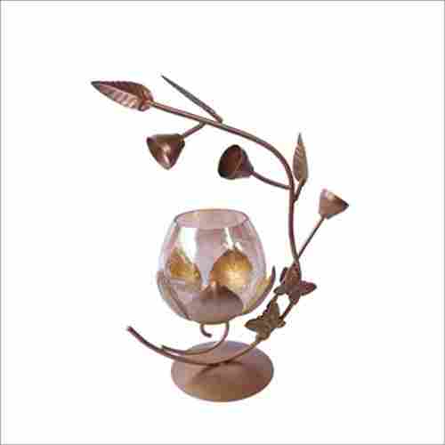 Glass Tea Light Candle Holder with Leaf Stand
