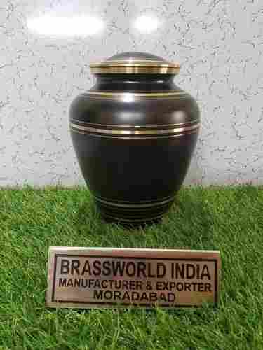 Brass Black Cremation Urn With Golden Bank