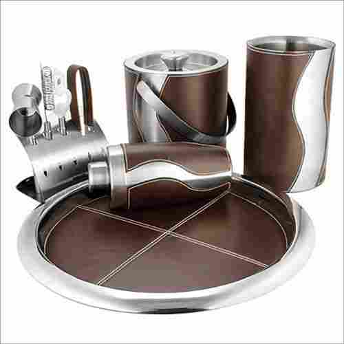 Barset Cocktail Shaker Double Wall Ice Bucket Bar Tray Wine Chiller And 4 Pcs Bar Tools Set With Stand