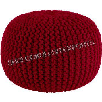 Customized Round Knitted Poufs And Ottoman