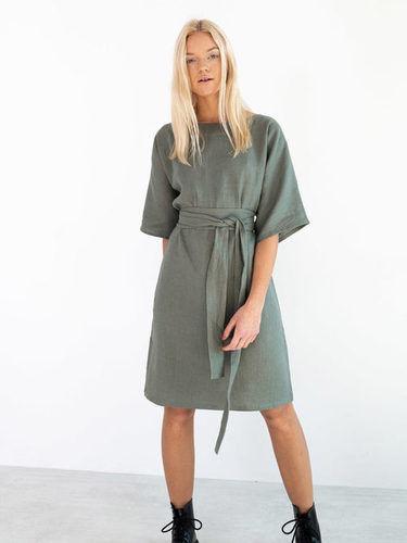 Rainy Pure Linen Tunic Dress Solid Women Linen Dress