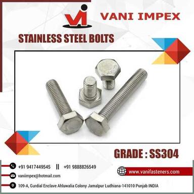 Grade Ss304 And 316 Stainless Steel Hex Bolts Application: Industrial