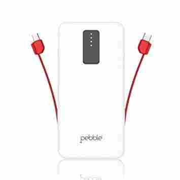 Pebble Ace  10000 mAh Power bank Fast Charging With In Buit Type-C and Micro Cable|Input DC5V 2A |Output DC 5V 2A