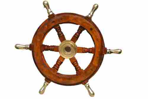 Nautical Wooden Ship Wheel 12 Inch With Brass Handle Wooden Ship Wheel For Home Decor, Wall Decor Boat And Ship,