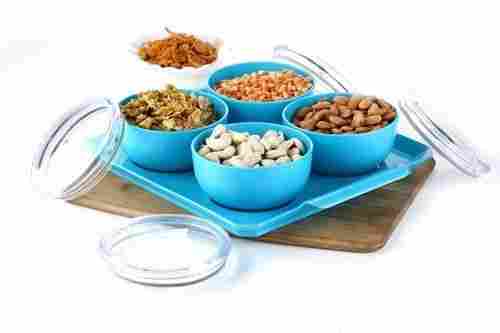4 Pcs Dry Fruit Air Tight Bowl With Tray