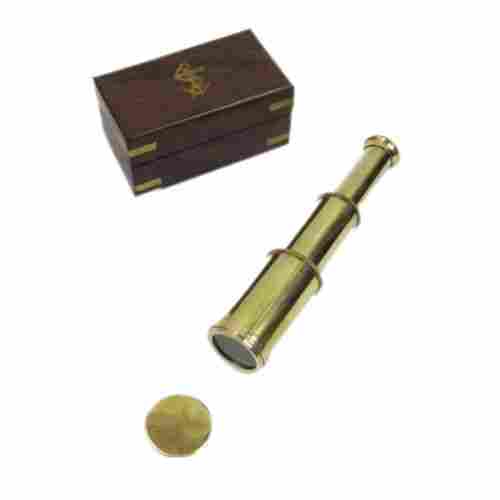 Brass Pullout Telescope and Engraved Wooden Box Nautical Retractable Spyglass Telescope Collectible Gift