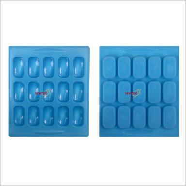 Blue Silicone Rubber Soap Mold 30 Gm Rectangular 15 Cavities