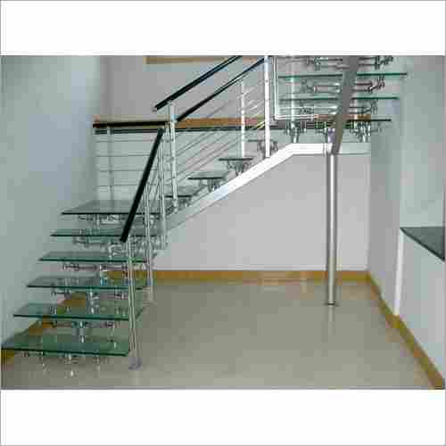 SS Baluster Modular Glass Step Spiral SS Stair Railing