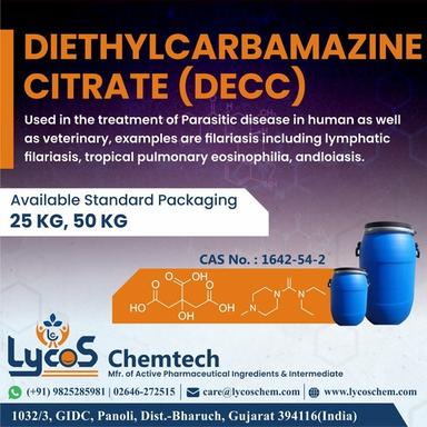 Diethylcarbamazine Citrate (Decc) (1642-54-2) Cas No: 1642-54-2
