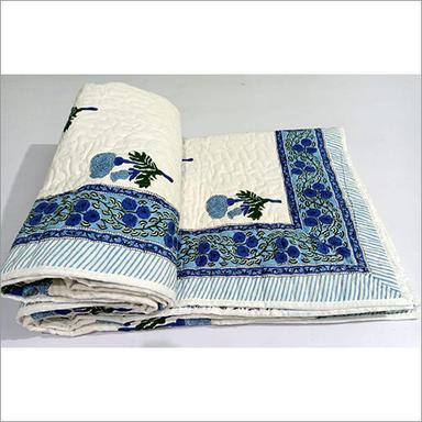 Multi Hand Block Print Cotton Quilted Bedcover