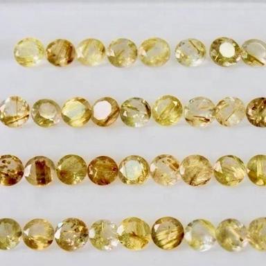 5Mm Golden Rutilated Quartz Faceted Round Loose Gemstones Grade: Aaa