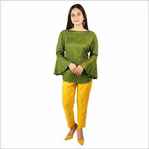 Women Green Color Rayon Top