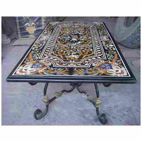 Marble Inlay Design Rectangular Dining Table For Dining Room