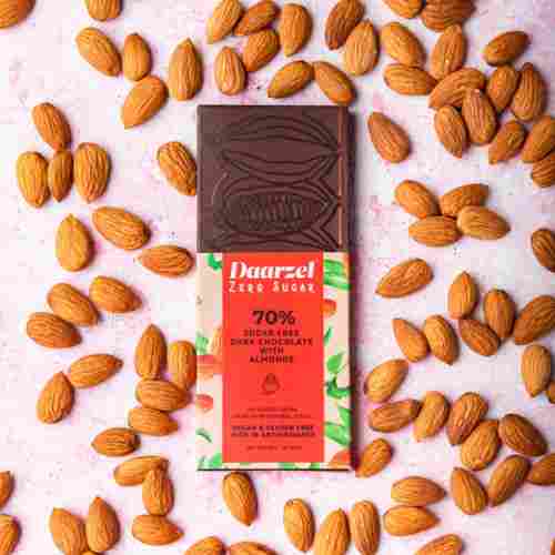 Dark Chocolate Sugar Free | 70% Cocoa With Almond |  Gluten Free | 50 gm