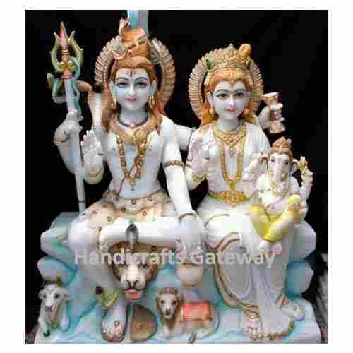 Pure White Marble God Shiva Parvati Maa Statue For Temple