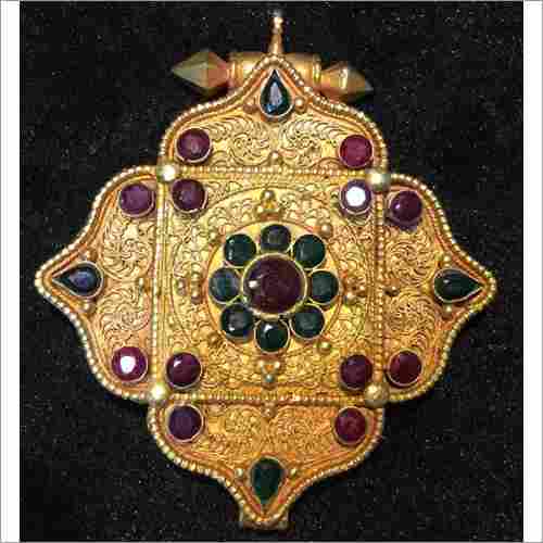 Gold Plated Tibetan Ghau Pendant