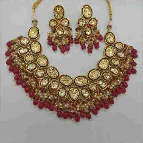 Kundan Necklace Set with Ruby Drops