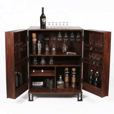 Handmade Sheesham Wood Bar Cabinet.