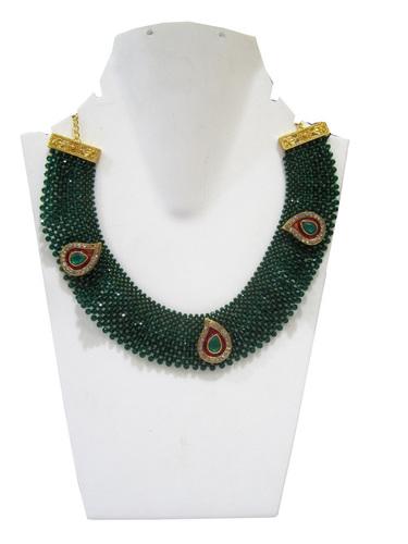 Hand Woven Knitted Beaded Stone Necklace Gender: Women