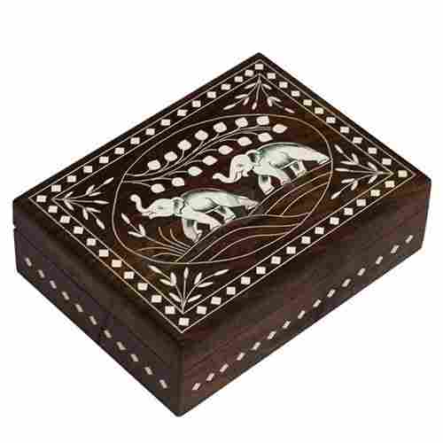 Wooden Elephant Inlay Box