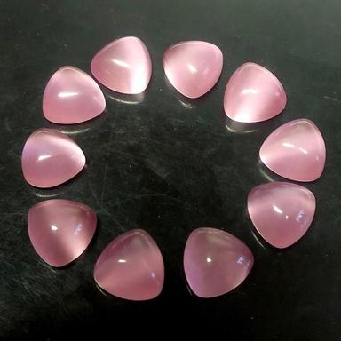4Mm Pink Chalcedony Trillion Cabochon Loose Gemstones Grade: Aaa