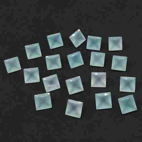12mm Aqua Chalcedony Faceted Square Loose Gemstones