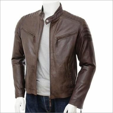 Plain Mens Brown Leather Jacket