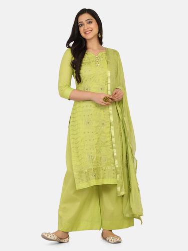 Light Green Unstitch Salwar Suit Material