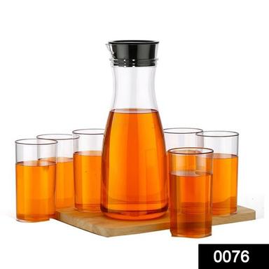 Transparent Unbreakable Water Juicy Jug And 6 Pcs. Glass Combo Set For Dining Table Office Restaurant Pitcher Application: Home