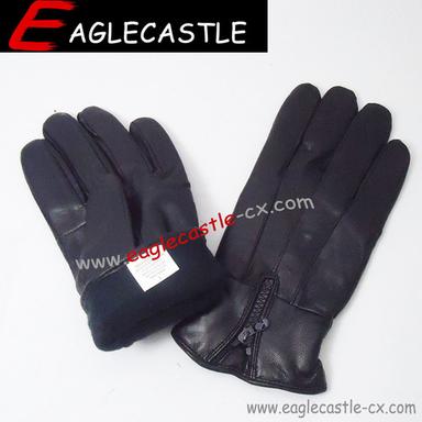 Black Men'S Leather Gloves Warm Gloves Winter Gloves Motorcycle Gloves