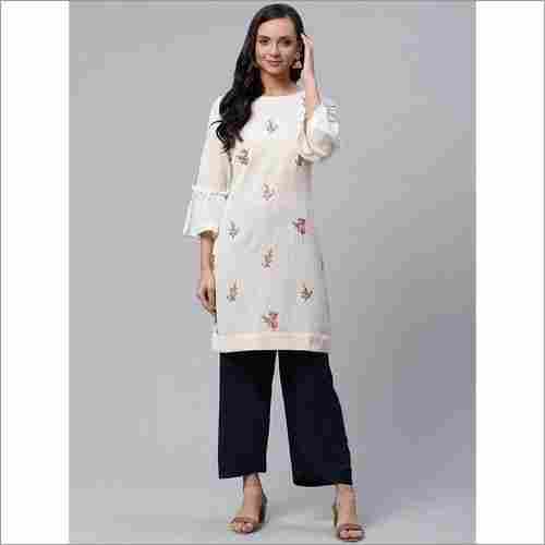 Ladies Off-White Khadi Short Kurti