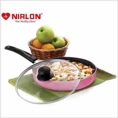 Nirlon Orchid Granite Non Stick Aluminium Non Induction Fry Pan with Glass Lid 24cm