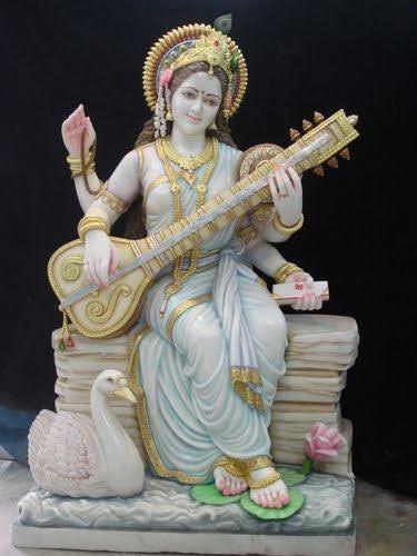 Multicolored Goddess Saraswati Statue