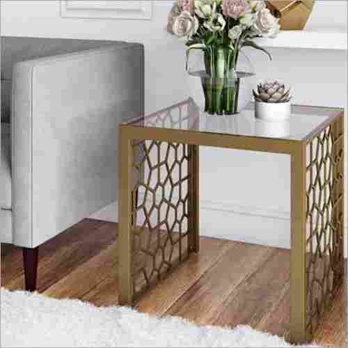 Brass Tempered Glass End Table